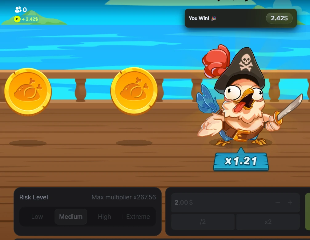 Chicken pirate win.